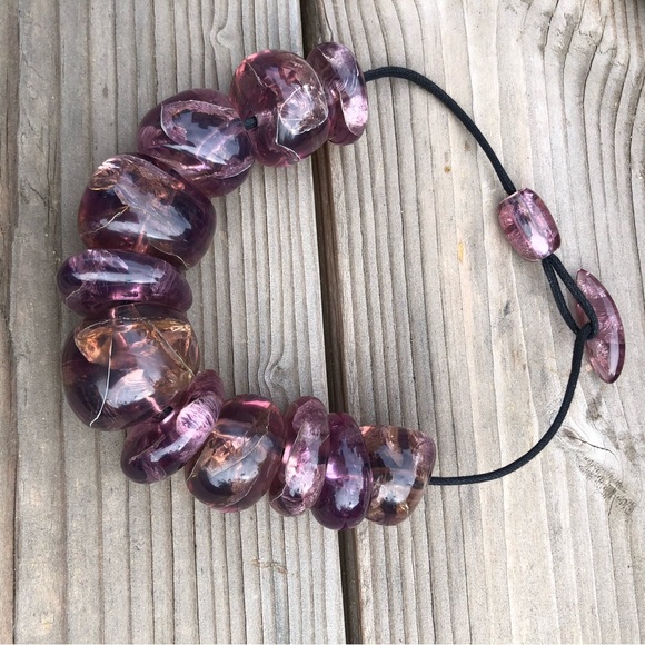 Believed Monies amethyst lucite necklace no markings you win. - Picture 2 of 8